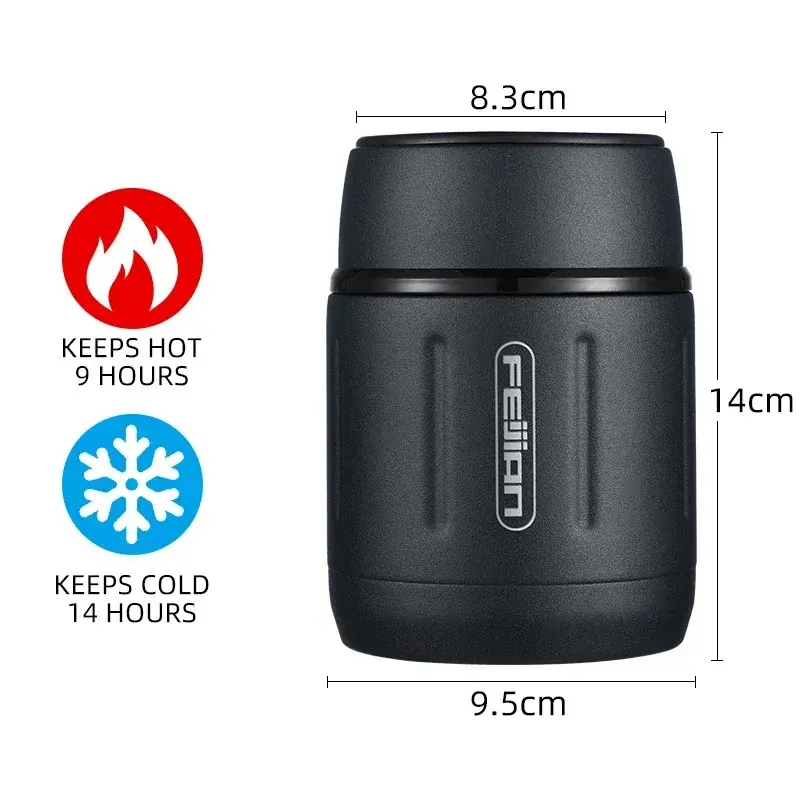 500ml Food Thermos Vacuum Lunch Box Stainless Steel Soup Cup with Spoon Portable Breakfast Cup Camping Food Jar Kids Lunch Box