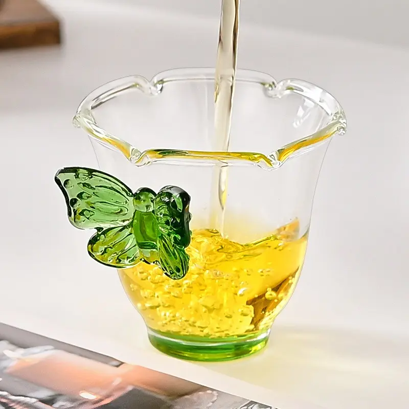 80ml Glass Cups Butterfly Design Clear Heat-resistant High Borosilicate Glass Creative Tea Cups Wine Cups Coffee Mug Drinkware
