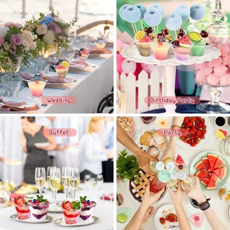 20/40PCS Plastic Dessert Cup with Spoon Pudding Cup Dessert Cake Cup 130ml Appetizer Jelly Yogurt Mousse Dessert Baking Cup