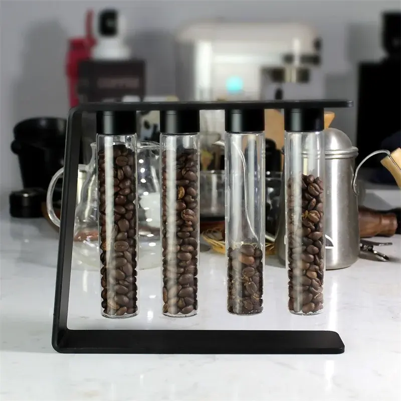Coffee Bean Bottle Magnetic Test tube glass display shelf Tea Tube Bottle Single Dose Coffee Beans Storage Container Sealed jar