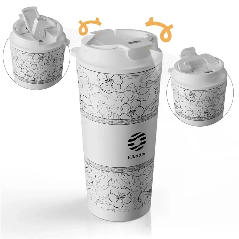 500ml Stainless Steel Vacuum Flask Flower Coffee Mug Straw & Direct Drinking Double Wall Insulated Tumbler Portable Thermal Mug