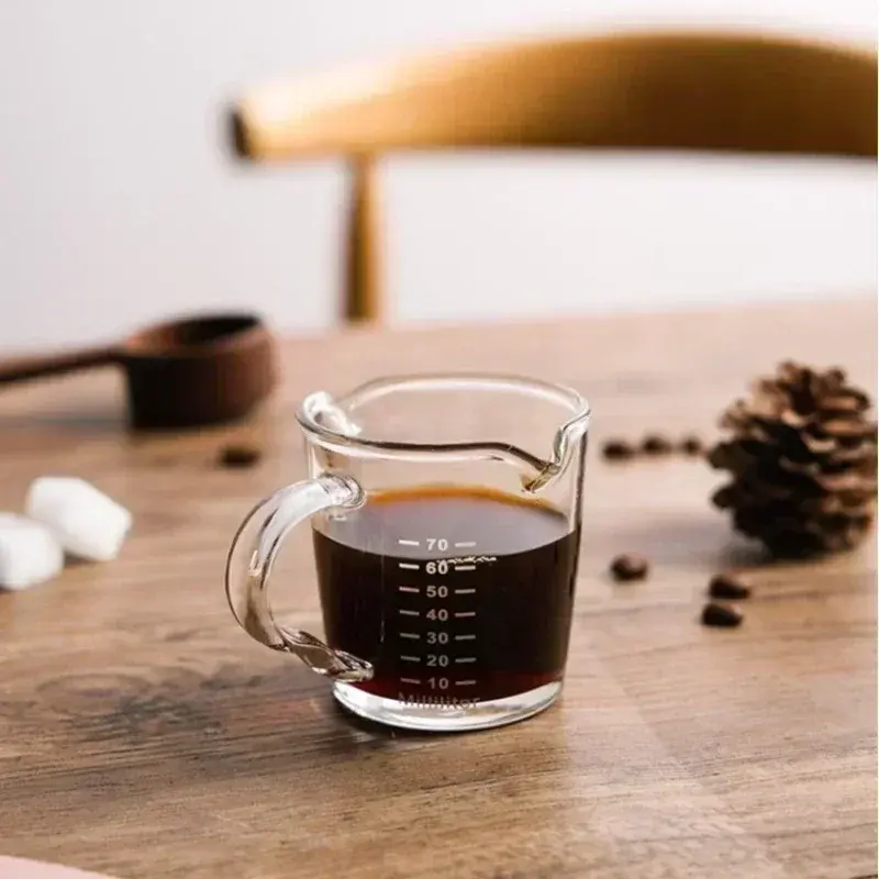 70/150ml Espresso Clear Glass Cup Double Mouth Scale Measuring Cup Milk Latte Jug Coffee Mug Heat resistant Glass Cup Drinkware