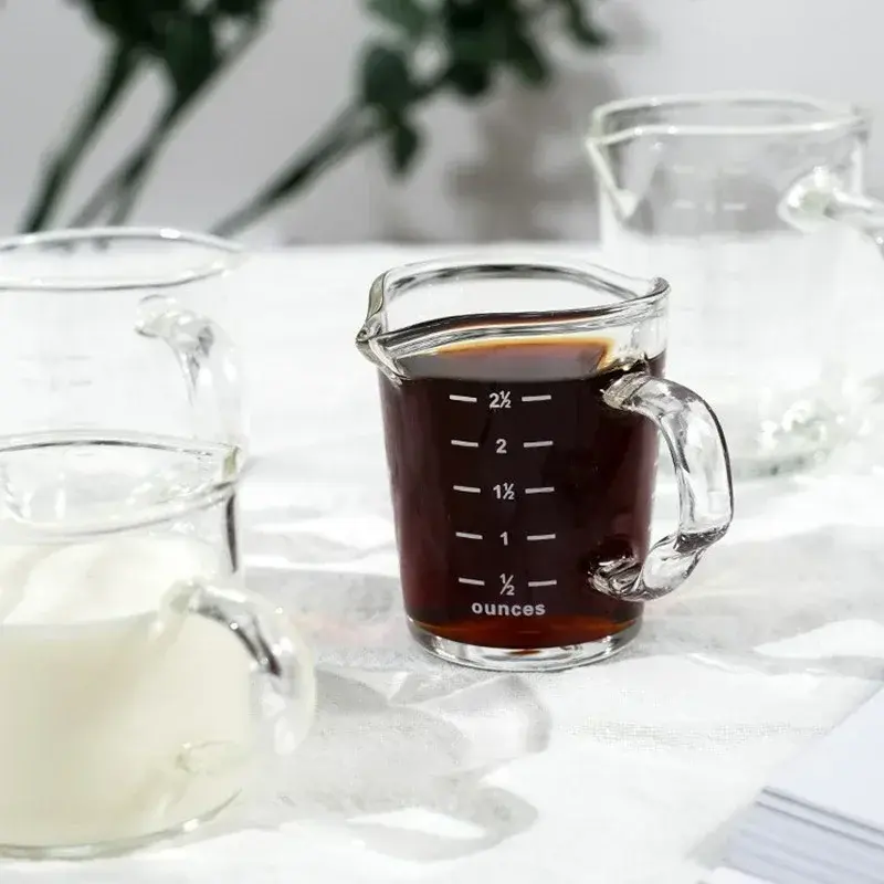 70/150ml Espresso Clear Glass Cup Double Mouth Scale Measuring Cup Milk Latte Jug Coffee Mug Heat resistant Glass Cup Drinkware