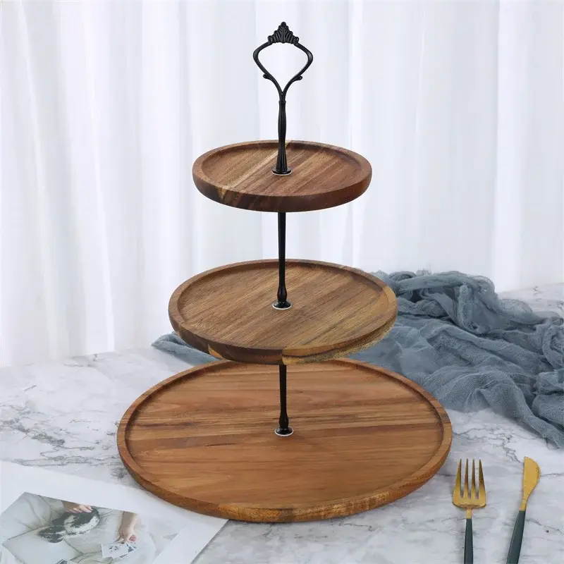 2/3-layer Removable Cake Stand Wooden Dried Fruit Tray Fruit Snack Dish Wedding Dessert Candy Display rack Cupcake Fruit Plate