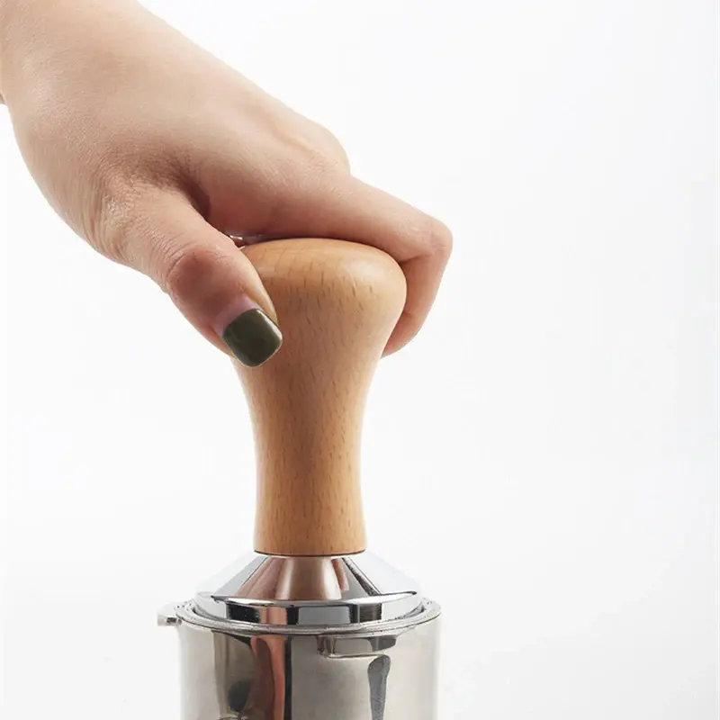 51/53/58mm Creative Wood Handle Espresso Coffee Metal Tamper Powder Hammer Mat Coffee Powder Dispenser Filler Base Press Mat