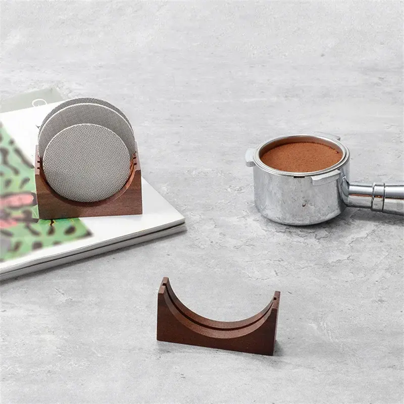 Coffee Puck Screen Stand Reusable Wooden Coffee Filter Stand for 51/53/58MM Espresso Portafilter Universal Filter Storage Rack