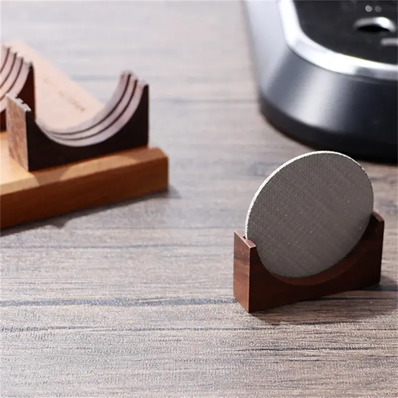 Coffee Puck Screen Stand Reusable Wooden Coffee Filter Stand for 51/53/58MM Espresso Portafilter Universal Filter Storage Rack