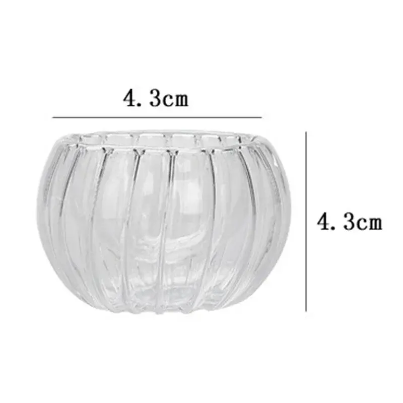 2/6Pcs 50ml Transparent Striped Glass Pumpkin Shape Tea Cup Heat-Resistant Oatmeal Milk Coffee Cup Household Tea Mug Drinkware