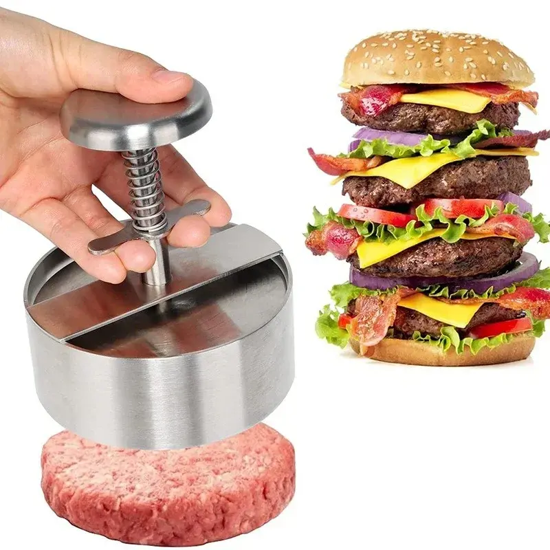 Hamburger Patty Maker Press 304 Stainless Steel Non-Stick Manual Rice Ball Mold Meat press Thickness Adjusted Beef BBQ Tools