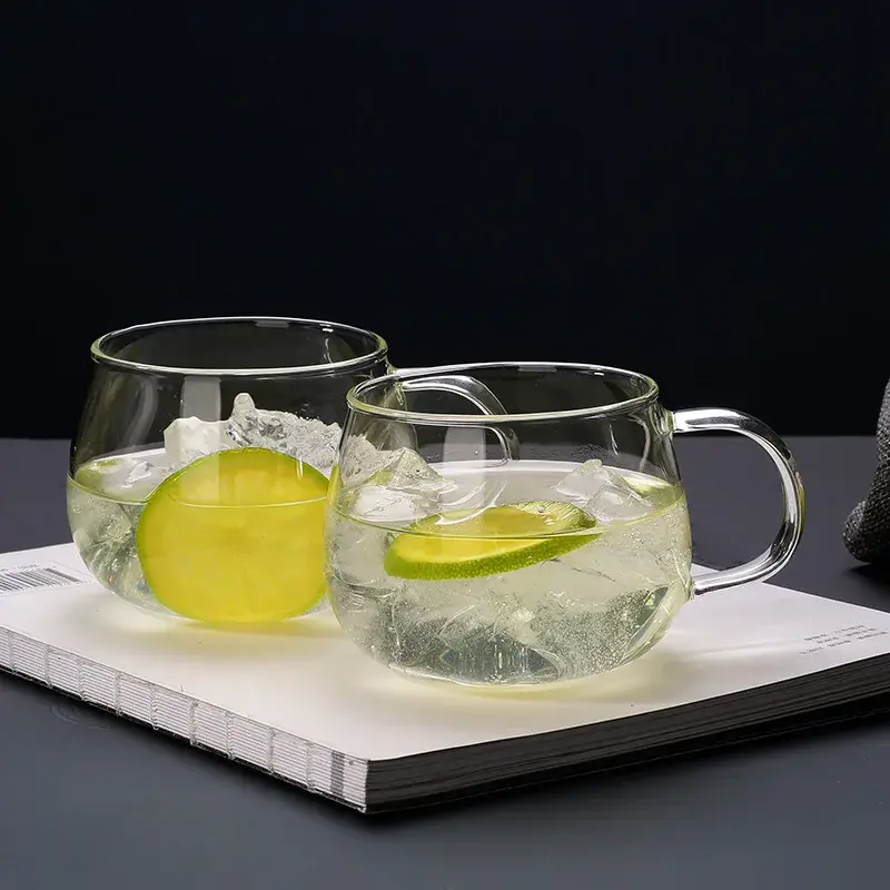 350ml Letter Printed Creative Transparent Glass Coffee Mug Tea Cup Drinks Dessert Breakfast Milk Cup Glass Mugs Handle Drinkware
