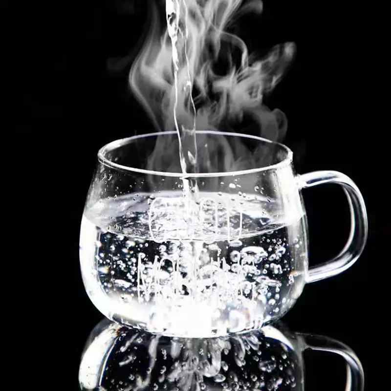 350ml Letter Printed Creative Transparent Glass Coffee Mug Tea Cup Drinks Dessert Breakfast Milk Cup Glass Mugs Handle Drinkware