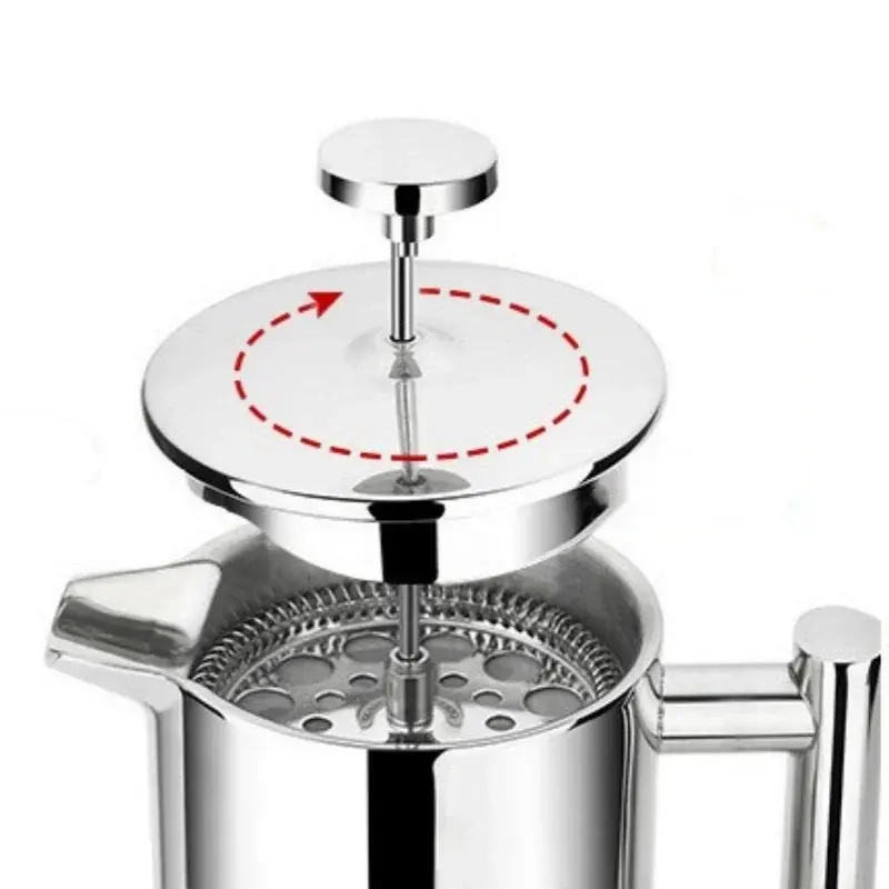 350/800/1000ML French Press Hand-brewed Coffee Brewing Kettle Double-layer Stainless Steel Insulated Coffee Hand-brewed Kettle