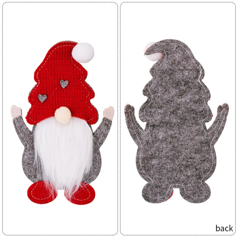 Gnome doll Christmas Cutlery Holder Knife Fork Pocket Bag Faceless Doll Knife Fork Set Bag Tableware Cover New Year Dinner Decor