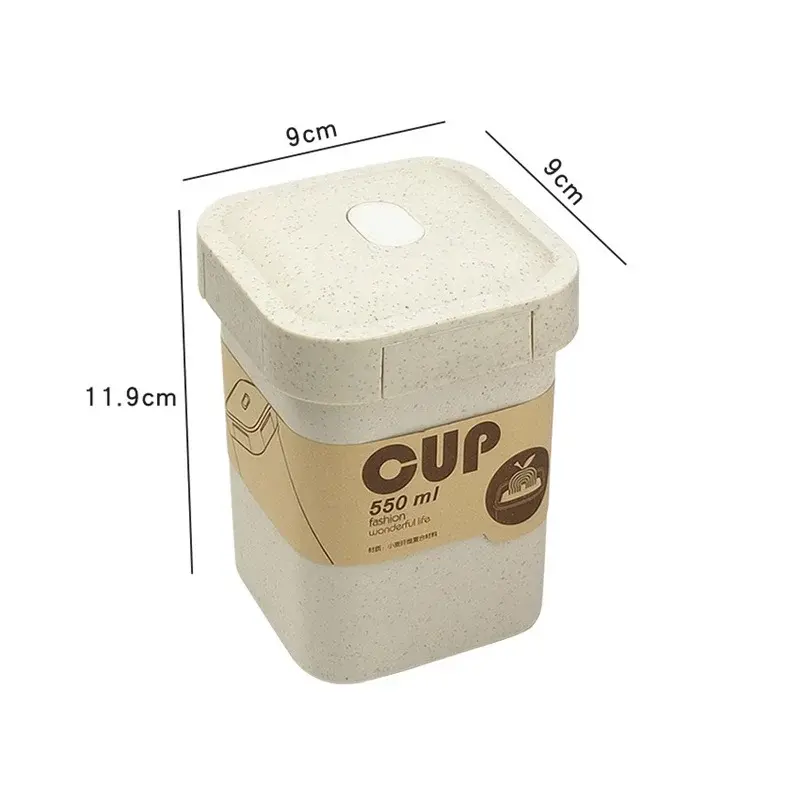 Wheat Straw Students Lunch Box 550ml Healthy BPA Free Soup Cup Microwave Bento Boxes Breakfast Cup Food Storage Container