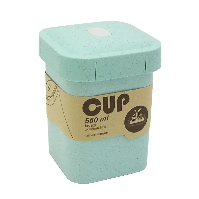 Wheat Straw Students Lunch Box 550ml Healthy BPA Free Soup Cup Microwave Bento Boxes Breakfast Cup Food Storage Container