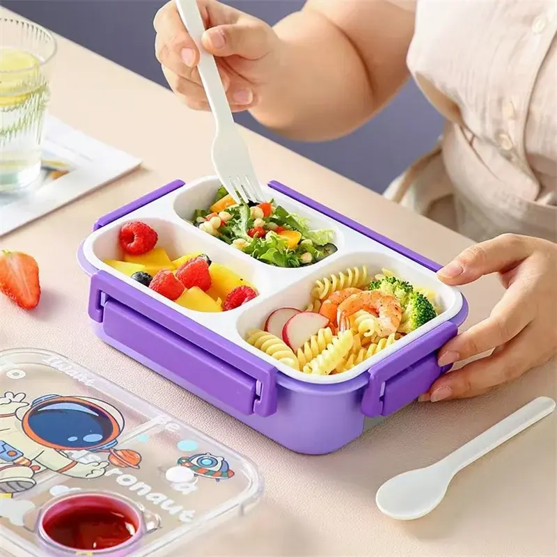 Cute Lunch Box for Kids Cartoon Dinosaur Pattern Bento Box with fork spoon Outdoor Picnic Fruit Box Food storage containers
