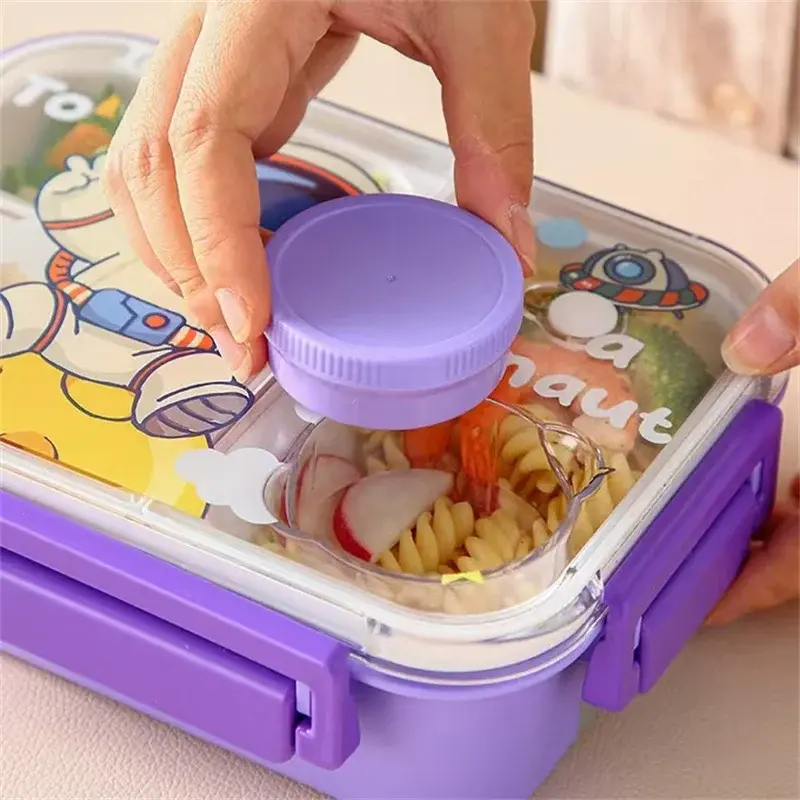 Cute Lunch Box for Kids Cartoon Dinosaur Pattern Bento Box with fork spoon Outdoor Picnic Fruit Box Food storage containers