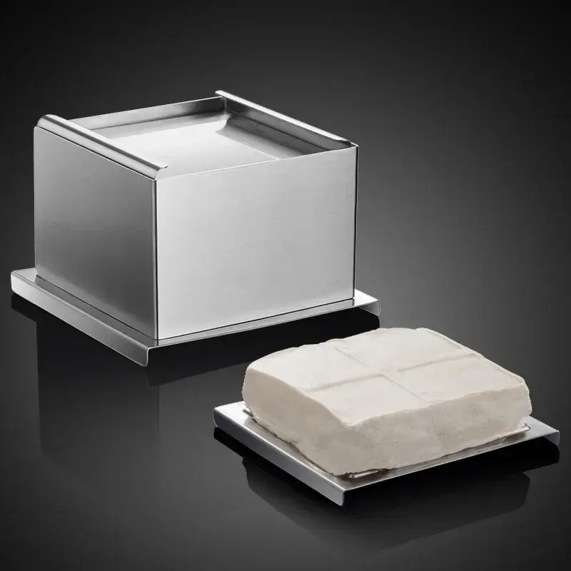 Homemade Tofu Mold DIY Square Tofu Making Mold Stainless Steel Household Tofu Bottom Drainage Design Kitchen Cooking Tools