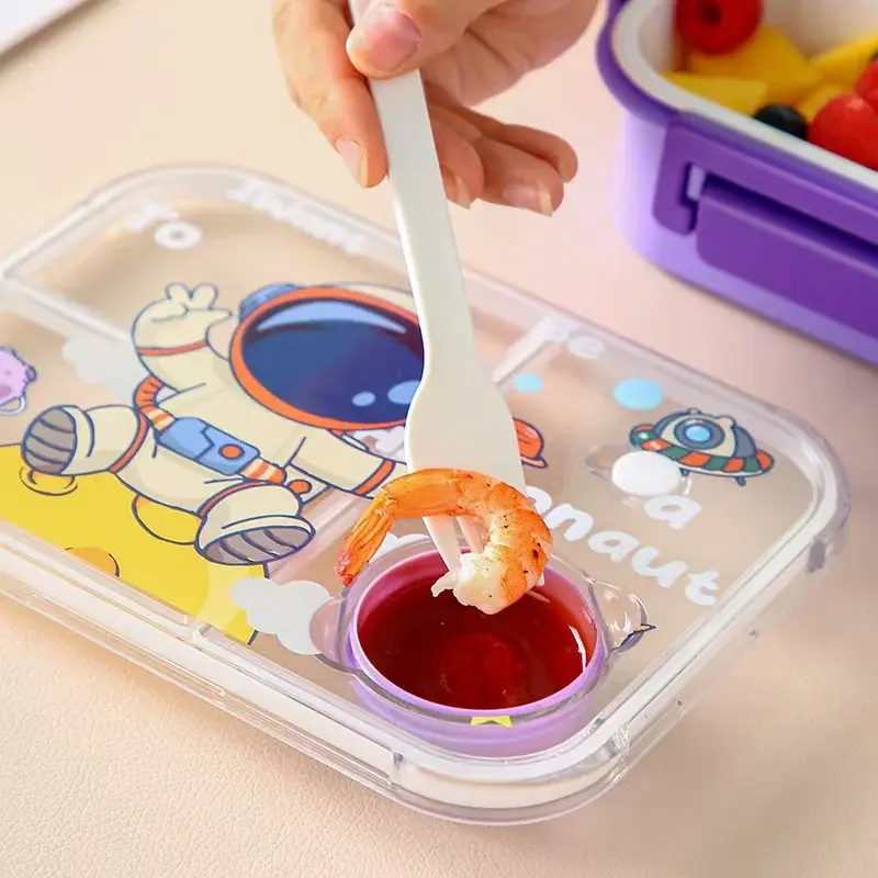 Cute Lunch Box for Kids Cartoon Dinosaur Pattern Bento Box with fork spoon Outdoor Picnic Fruit Box Food storage containers
