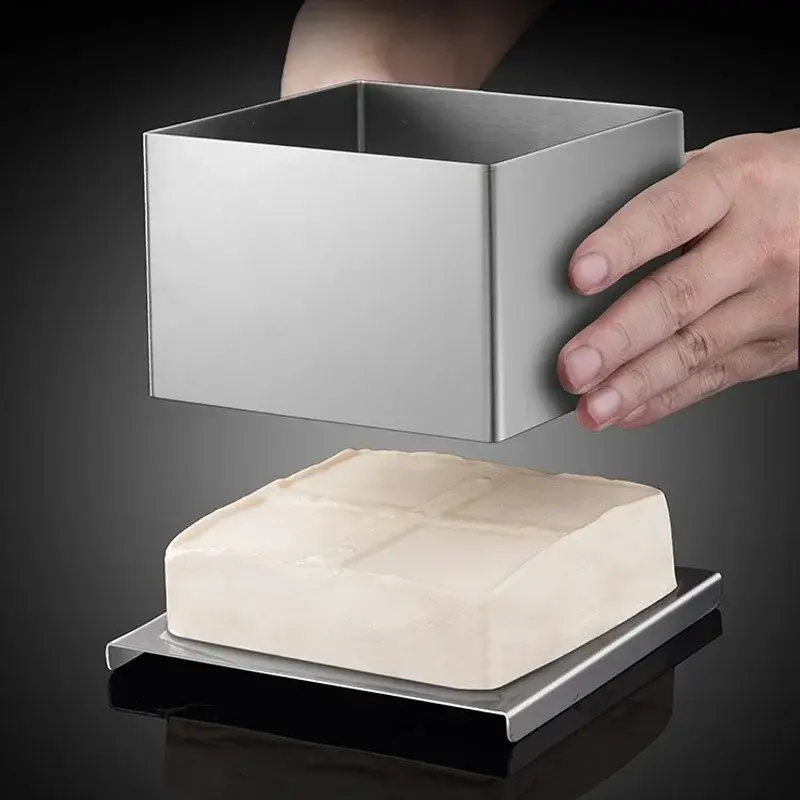 Homemade Tofu Mold DIY Square Tofu Making Mold Stainless Steel Household Tofu Bottom Drainage Design Kitchen Cooking Tools