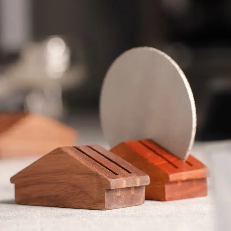 51/53/58mm Coffee Filter Screen Holder Reusable Walnut Wood Espresso Filter Screen Stand Machine Mesh Screen Base Holder