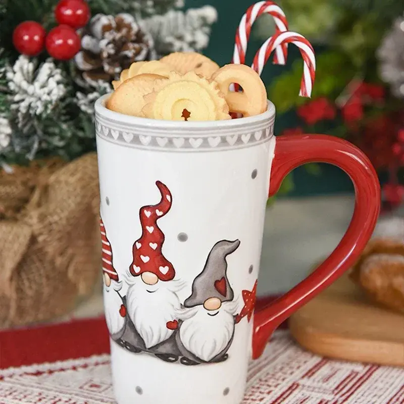 550ML Faceless doll Christmas Ceramic Mug 3D Relief Santa Claus Elk Coffee Cup Couple Water Cup Household Milk Mug Xmas Gift