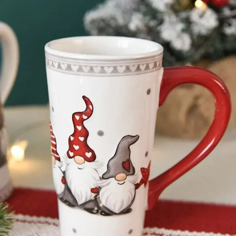 550ML Faceless doll Christmas Ceramic Mug 3D Relief Santa Claus Elk Coffee Cup Couple Water Cup Household Milk Mug Xmas Gift