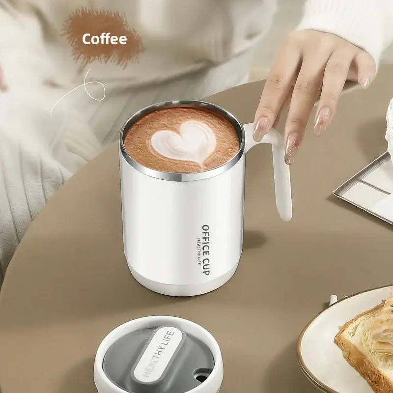 Portable Coffee Cup 500ml Double-layer PP/304 Stainless Steel Coffee Cup milk cups with Lid and Handle Insulated Drinking Cup