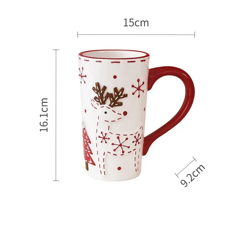 550ML Faceless doll Christmas Ceramic Mug 3D Relief Santa Claus Elk Coffee Cup Couple Water Cup Household Milk Mug Xmas Gift