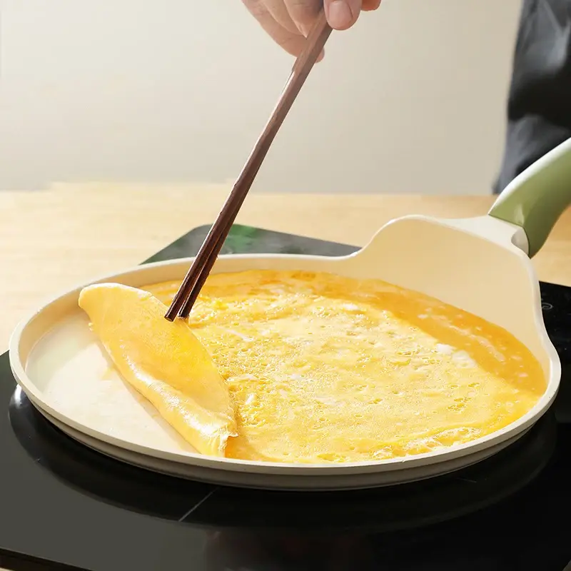 DONNOR 24cm Ceramic Glaze Frying Pan Non-stick Pizza Pancake Pan Breakfast Egg Crepes Pan kitchen Cooker For Induction Gas Stove