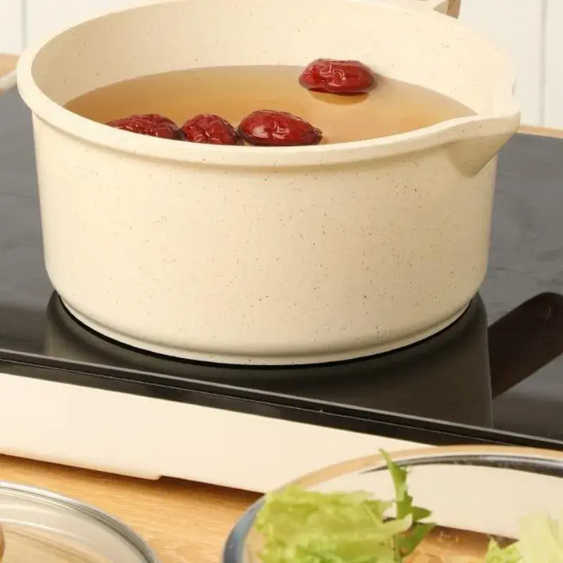 DONNOR Non-Stick Pan Milk Pot with Clear Lid Ceramic glaze Baby Complementary food pot Stockpot for Induction Gas Stove Durable
