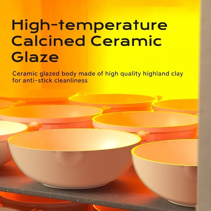 DONNOR Non-Stick Pan Milk Pot with Clear Lid Ceramic glaze Baby Complementary food pot Stockpot for Induction Gas Stove Durable