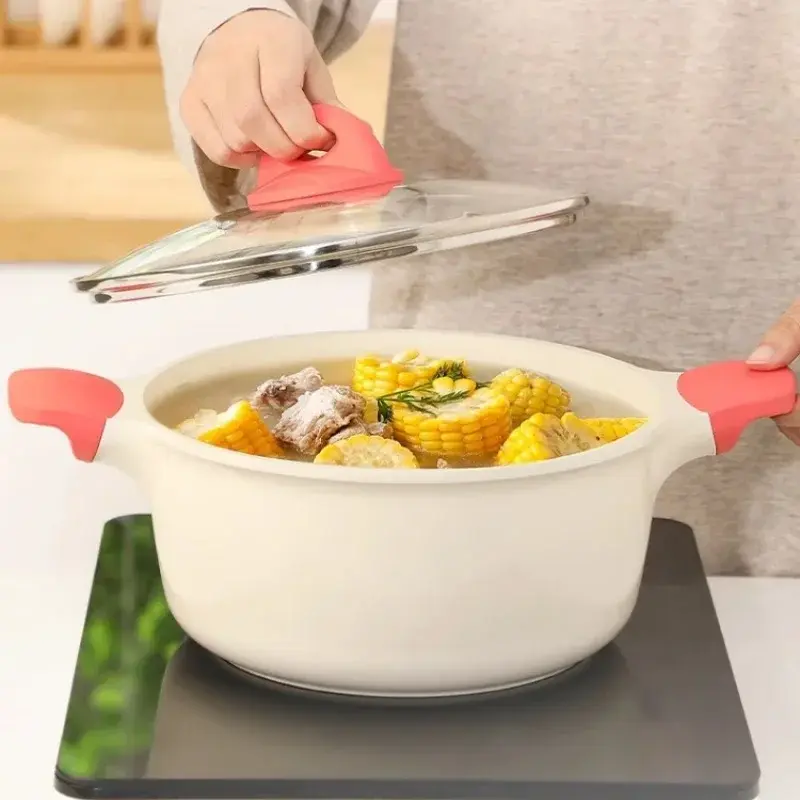 DONNOR Thickened Soup Pot Non Stick pan with Cover Household Cooking Pot Double Ear Stewing Pot Congee Cooking Pot Universal