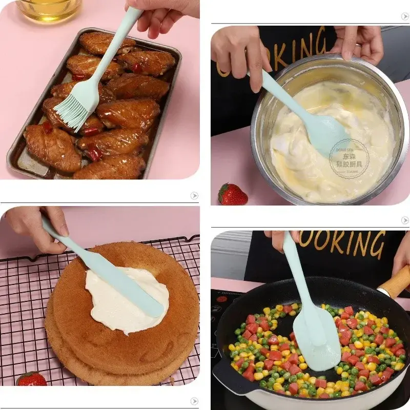 6 Pieces Silicone Spatula Set Non-Stick Heat Resistant Spatula Oil brush Cream Mixing Spoon for Cooking Baking Mix Baking Tools