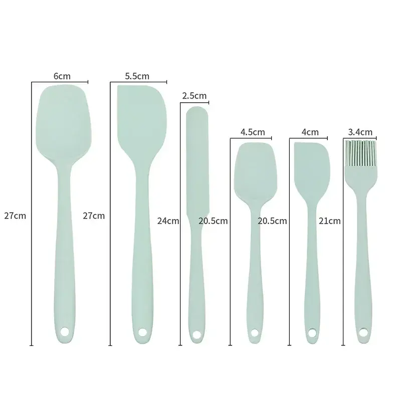 6 Pieces Silicone Spatula Set Non-Stick Heat Resistant Spatula Oil brush Cream Mixing Spoon for Cooking Baking Mix Baking Tools