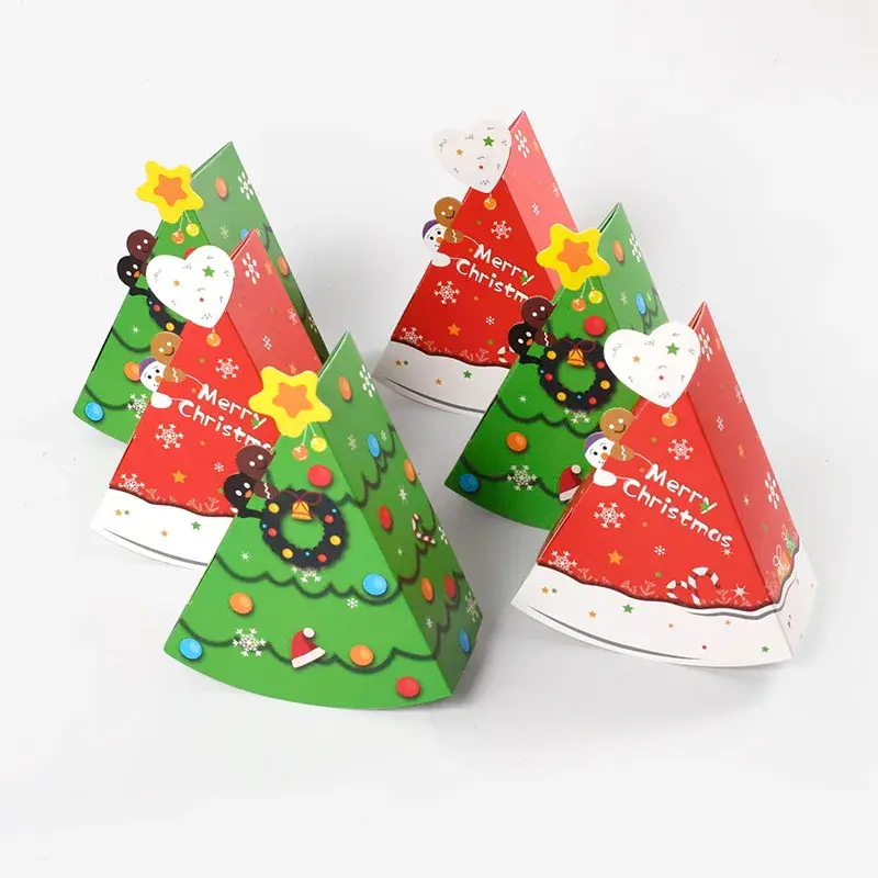 6/12Pcs Christmas Tree Shape Candy Box DIY Cookie Snack Baking Packaging Box Bag Xmas Gift Box New Year Party Decor Kid Favors