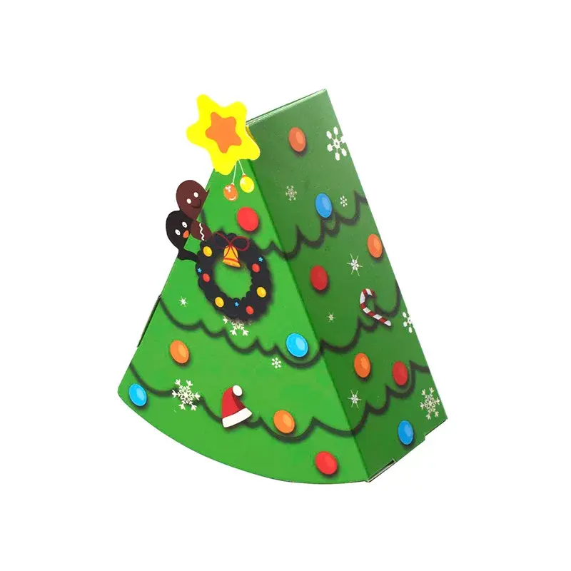 6/12Pcs Christmas Tree Shape Candy Box DIY Cookie Snack Baking Packaging Box Bag Xmas Gift Box New Year Party Decor Kid Favors