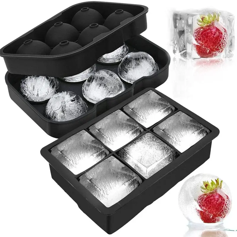 4/6/8/15 Grids Grid Big Ice Tray Mold Food Grade Silicone Molds Giant Ice Square Tray DIY Ice Maker Home bar Iceball molds