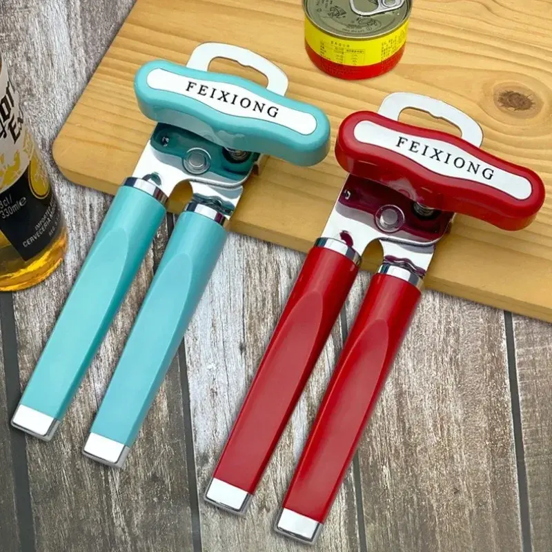 Stainless Steel Can Opener Beer Bottle Opener Non-slip Handle Multi-functional Bottle Opener Rotatable Knife Head Kitchen Gadget