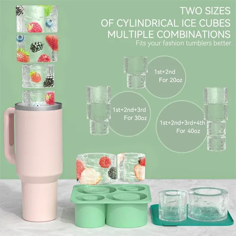 Summer cold drink making Ice Mould Trays For Stanley tumblers Silicone Ice Making Beverage Cup Maker Ice Mold For Water Cup