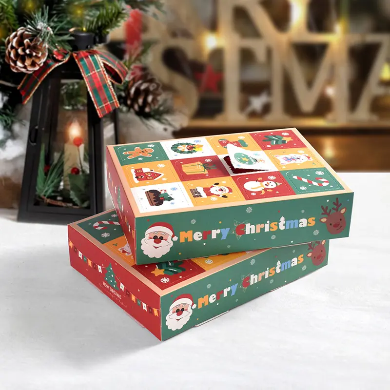5Pcs Christmas Surprise Blind Box 12 grids Child Child Countdown Advent Calendar Box Poked with Finger Xmas Gift Packing Boxes