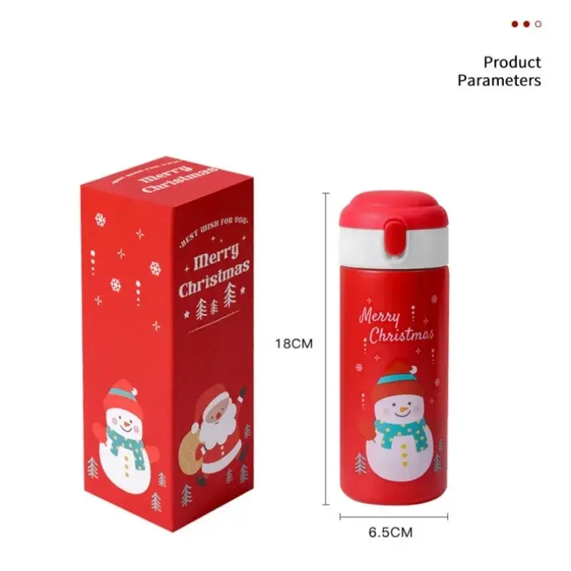 Christmas Straw thermos cup Santa Elk Insulation Cup Stainless Steel Thermos Bottle Student Vacuum Flasks Water Bottle Xmas Gift