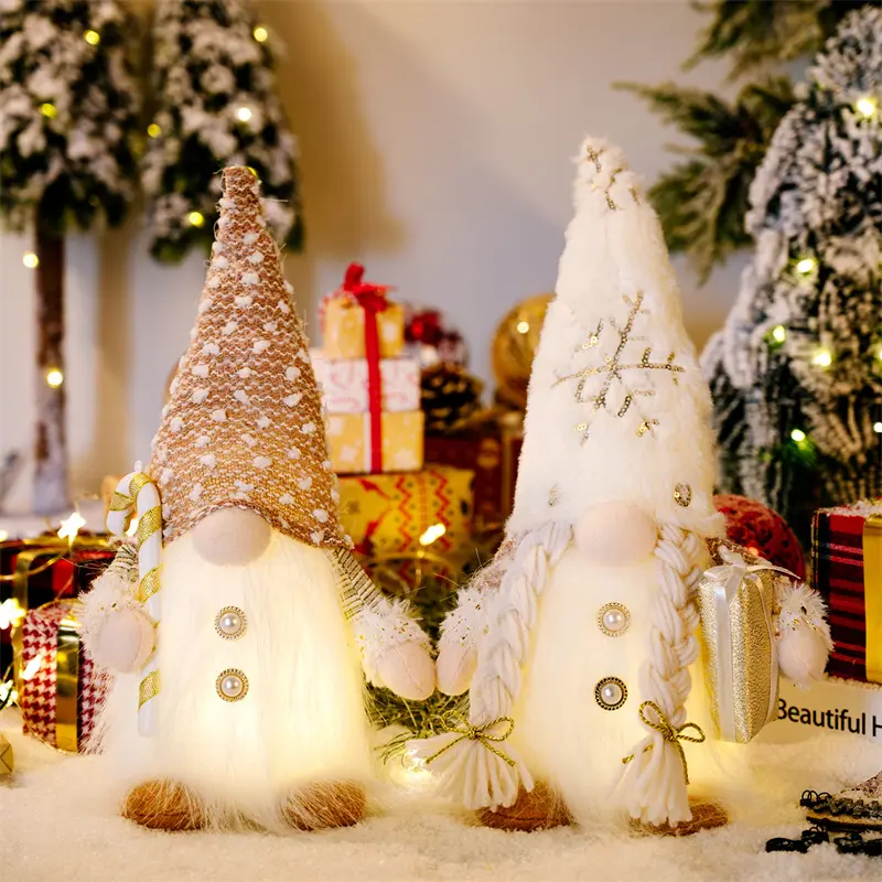 Christmas Elf Gnome Doll with Led Light Glowing Faceless Doll Figure Christmas Decorations For Home Navidad Noel Children's Gift