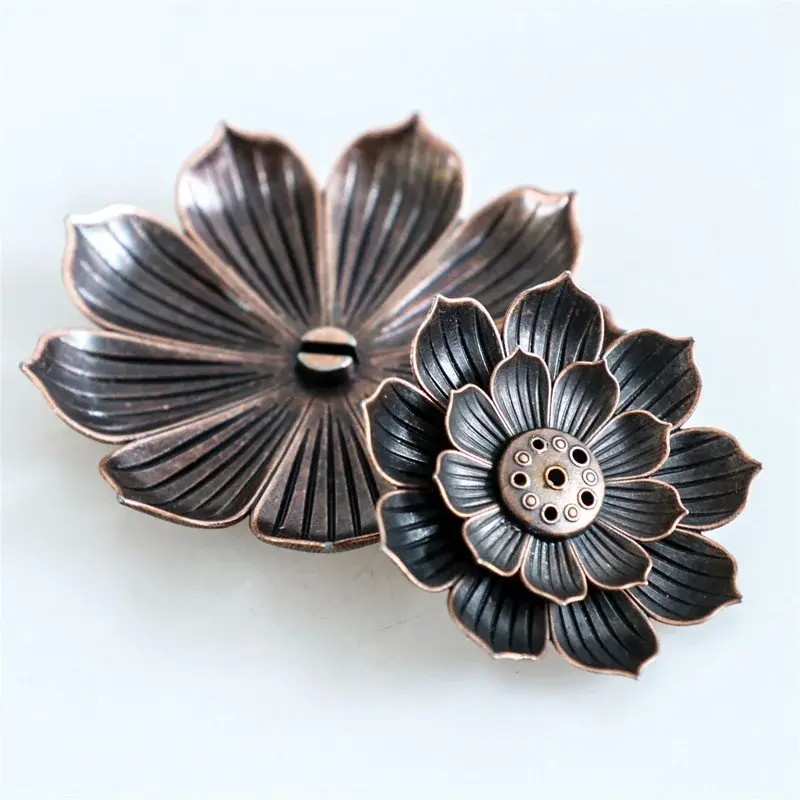 Alloy Incense Burner Reflux Stick Incense Holder Buddhism Lotus Line Incense plate Sandalwood Coil Censer Base Home Decoration