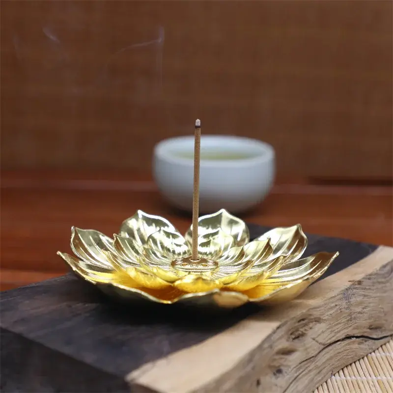 Alloy Incense Burner Reflux Stick Incense Holder Buddhism Lotus Line Incense plate Sandalwood Coil Censer Base Home Decoration