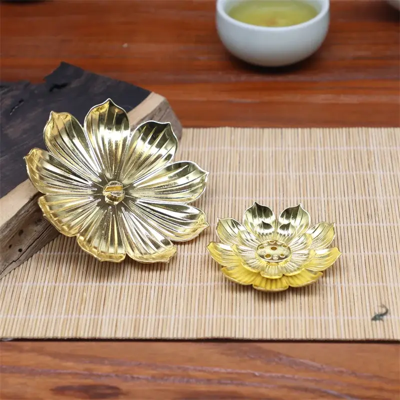Alloy Incense Burner Reflux Stick Incense Holder Buddhism Lotus Line Incense plate Sandalwood Coil Censer Base Home Decoration