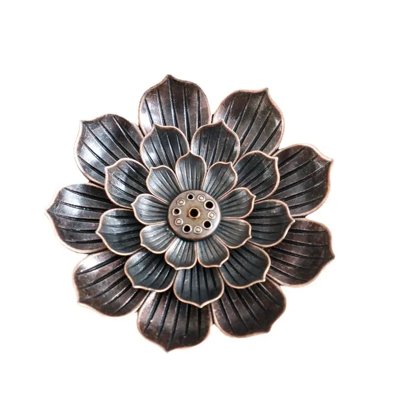 Alloy Incense Burner Reflux Stick Incense Holder Buddhism Lotus Line Incense plate Sandalwood Coil Censer Base Home Decoration