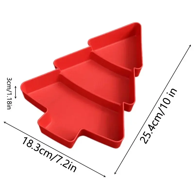 Creative Christmas Tree Shape Tray Plastic Compartmented Fruit Plate Candy Snacks Nut Tray Home Christmas Party Dessert Plate