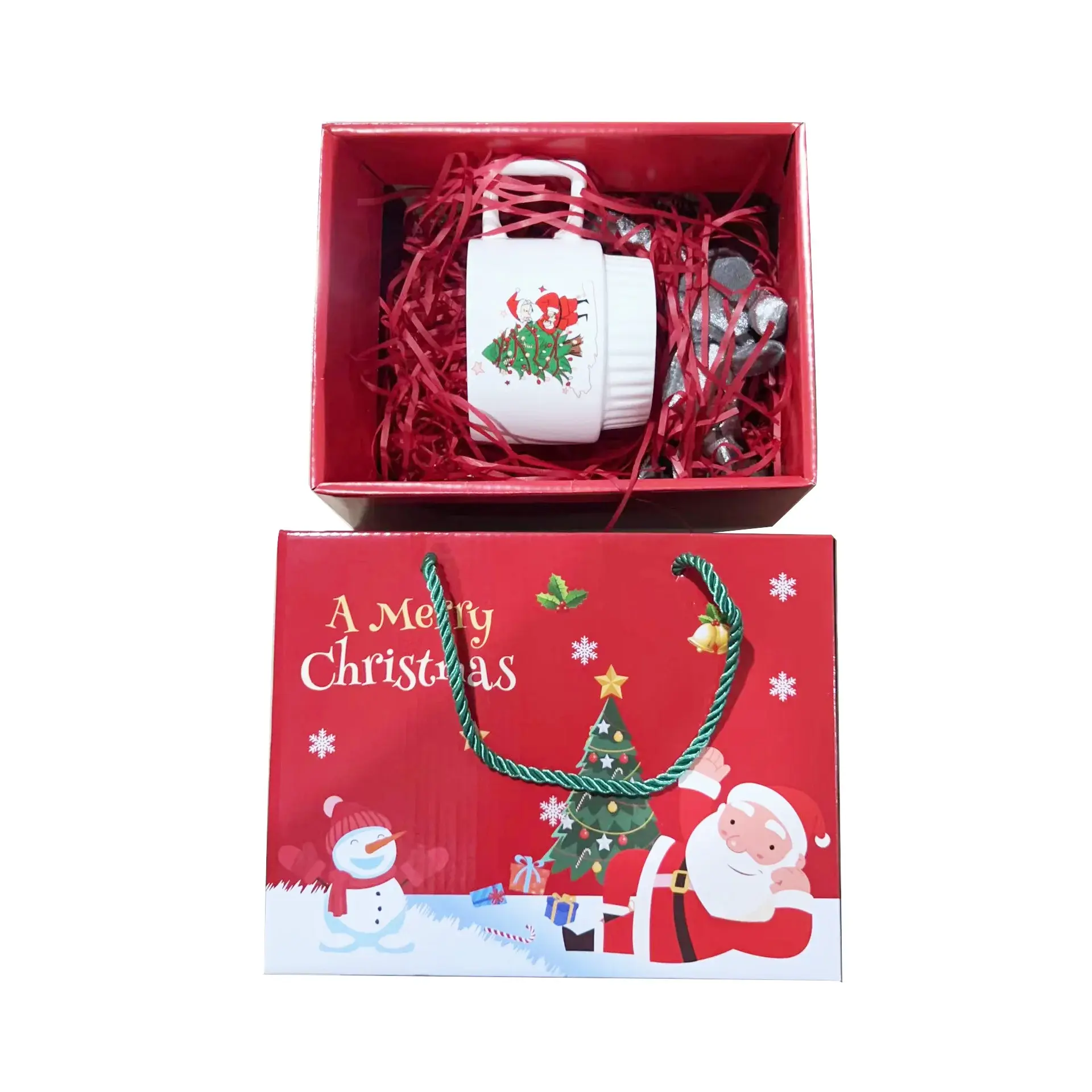 Christmas Ceramic Mug Santa Claus Coffee Mug with Gift box and spoon Creativity Christmas Gifts Breakfast Milk Cup Water Cup