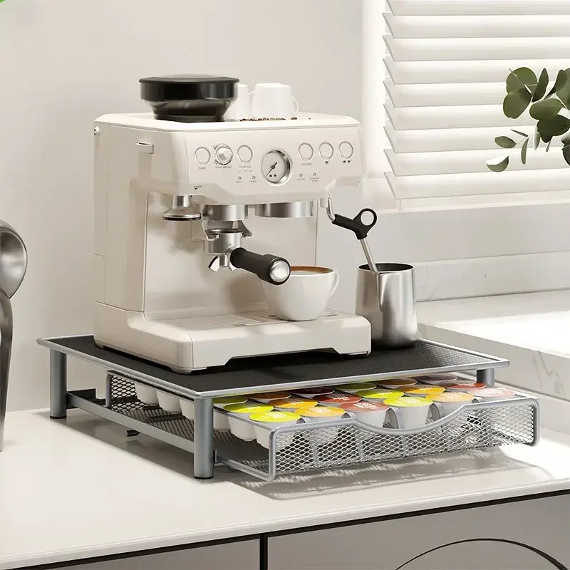 Coffee Capsule Storage Rack Carbon Steel Storage Drawer Coffee Machine Base Drawer Storage Shelf Desktop Tea Bag Storage Box